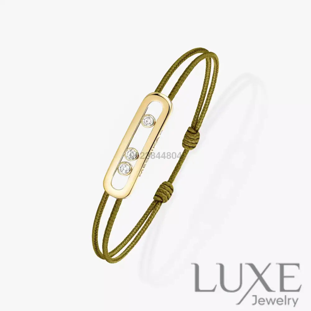 BRACELET MESSIKA CORDE VERT KAKI GOLD Bracelet Messika