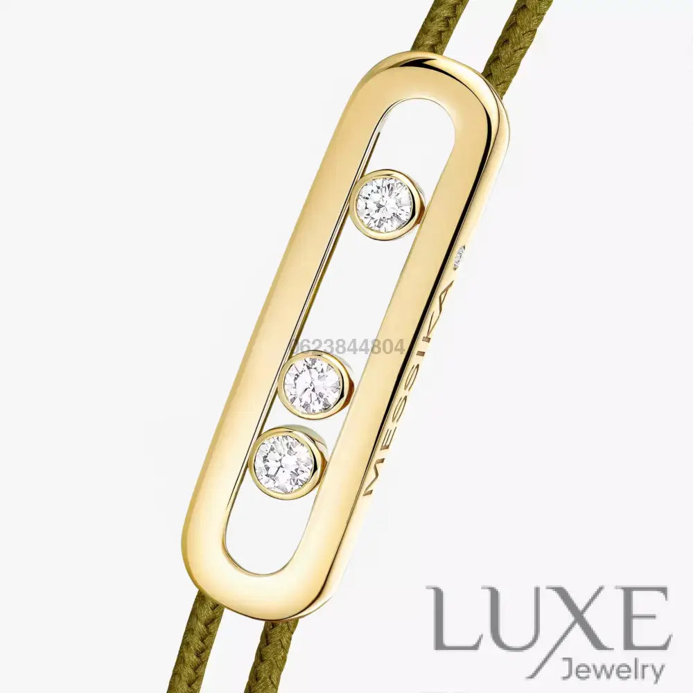 BRACELET MESSIKA CORDE VERT KAKI GOLD Bracelet Messika