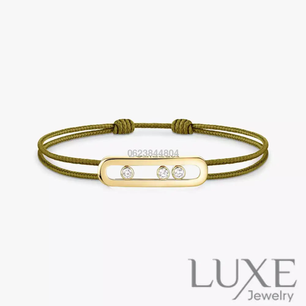BRACELET MESSIKA CORDE VERT KAKI GOLD Bracelet Messika