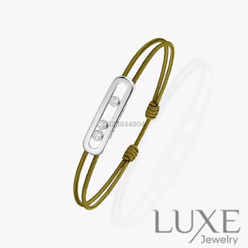 BRACELET MESSIKA CORDE VERT KAKI WHITE GOLD Bracelet Messika
