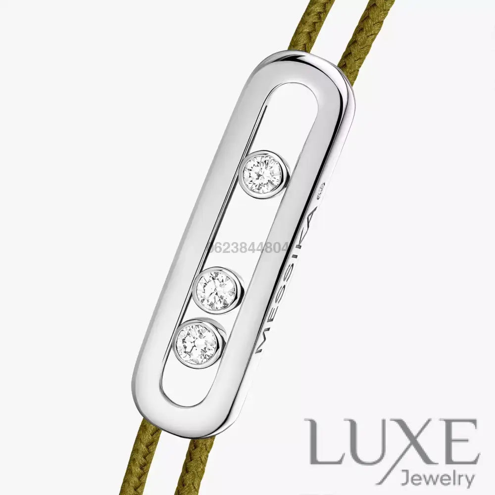 BRACELET MESSIKA CORDE VERT KAKI WHITE GOLD Bracelet Messika
