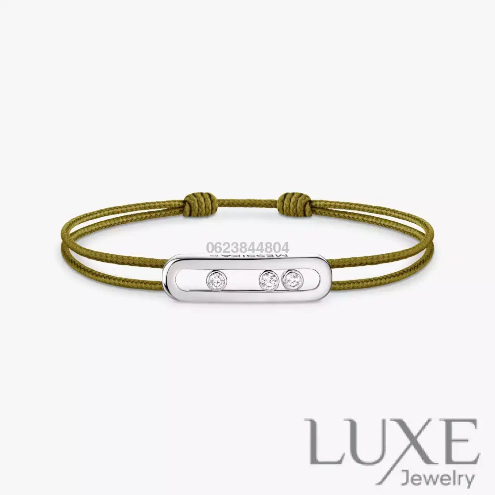 BRACELET MESSIKA CORDE VERT KAKI WHITE GOLD Bracelet Messika