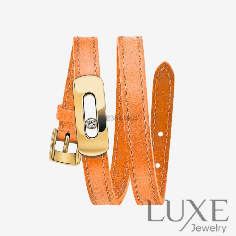 BRACELET MESSIKA CUIR ORANGE GOLD Bracelet Messika