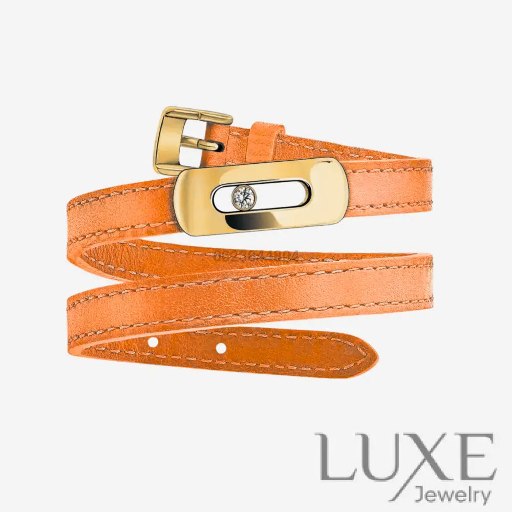 BRACELET MESSIKA CUIR ORANGE GOLD Bracelet Messika