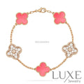 CLOVER 5 MOTIF DIAMOND PINK MOP PINK GOLD BRACELET Pink Gold Bracelets