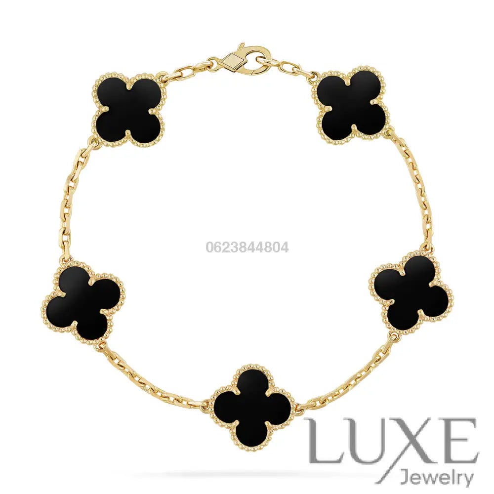 CLOVER 5 MOTIFS BLACK ONYX BRACELET Bracelets