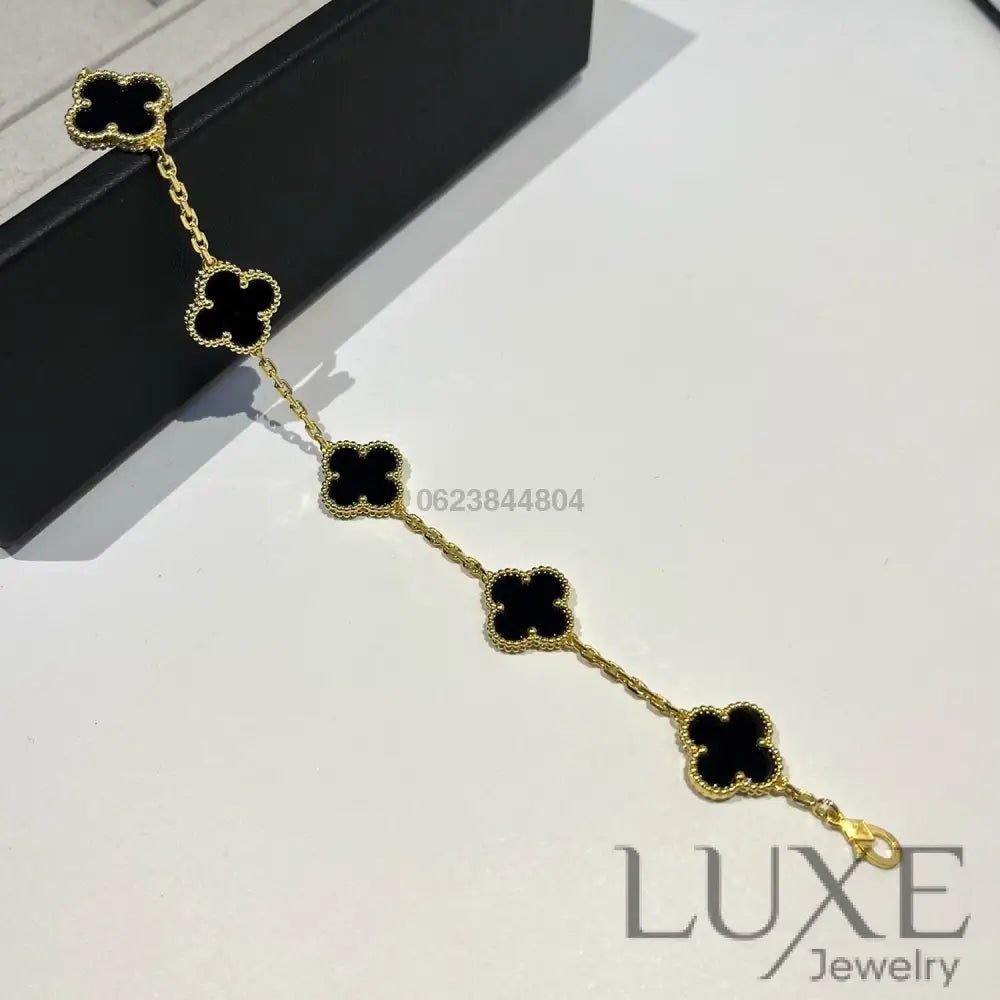 CLOVER 5 MOTIFS BLACK ONYX BRACELET Bracelets
