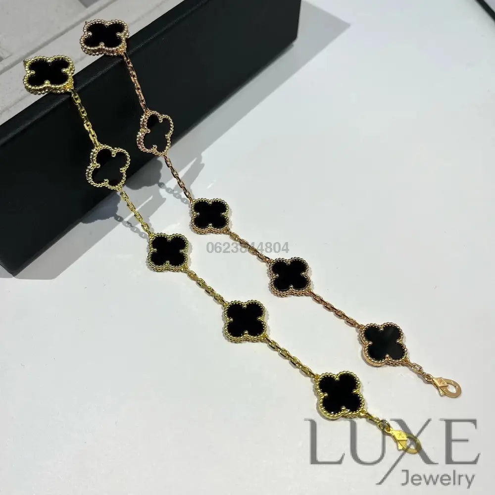 CLOVER 5 MOTIFS BLACK ONYX BRACELET Bracelets