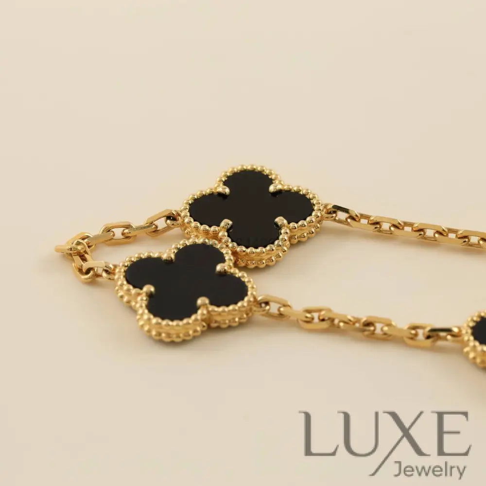 CLOVER 5 MOTIFS BLACK ONYX BRACELET Bracelets