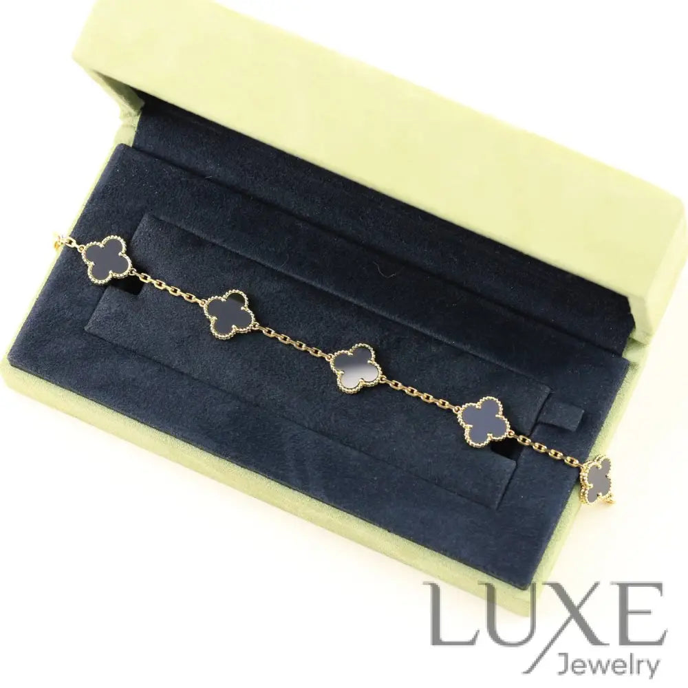 CLOVER 5 MOTIFS BLACK ONYX BRACELET Bracelets
