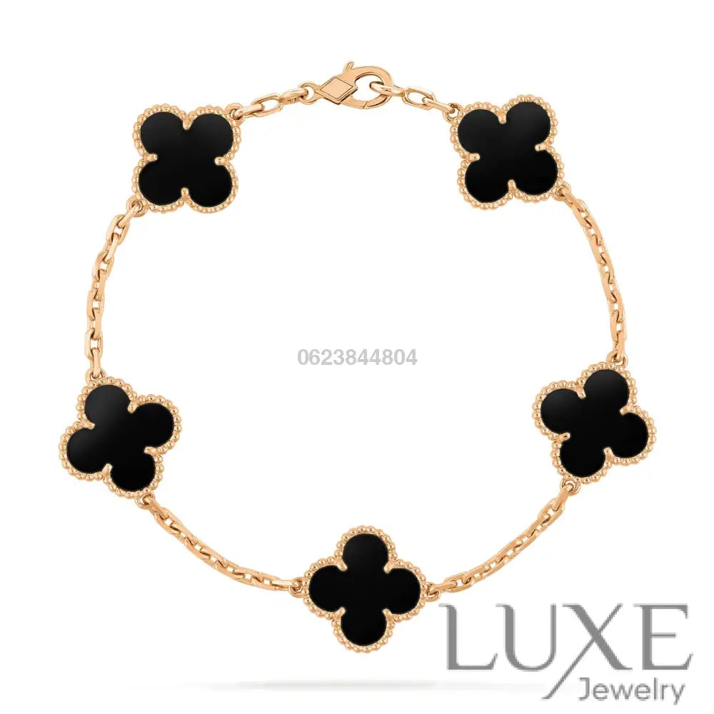 CLOVER 5 MOTIFS BLACK ONYX BRACELET Bracelets