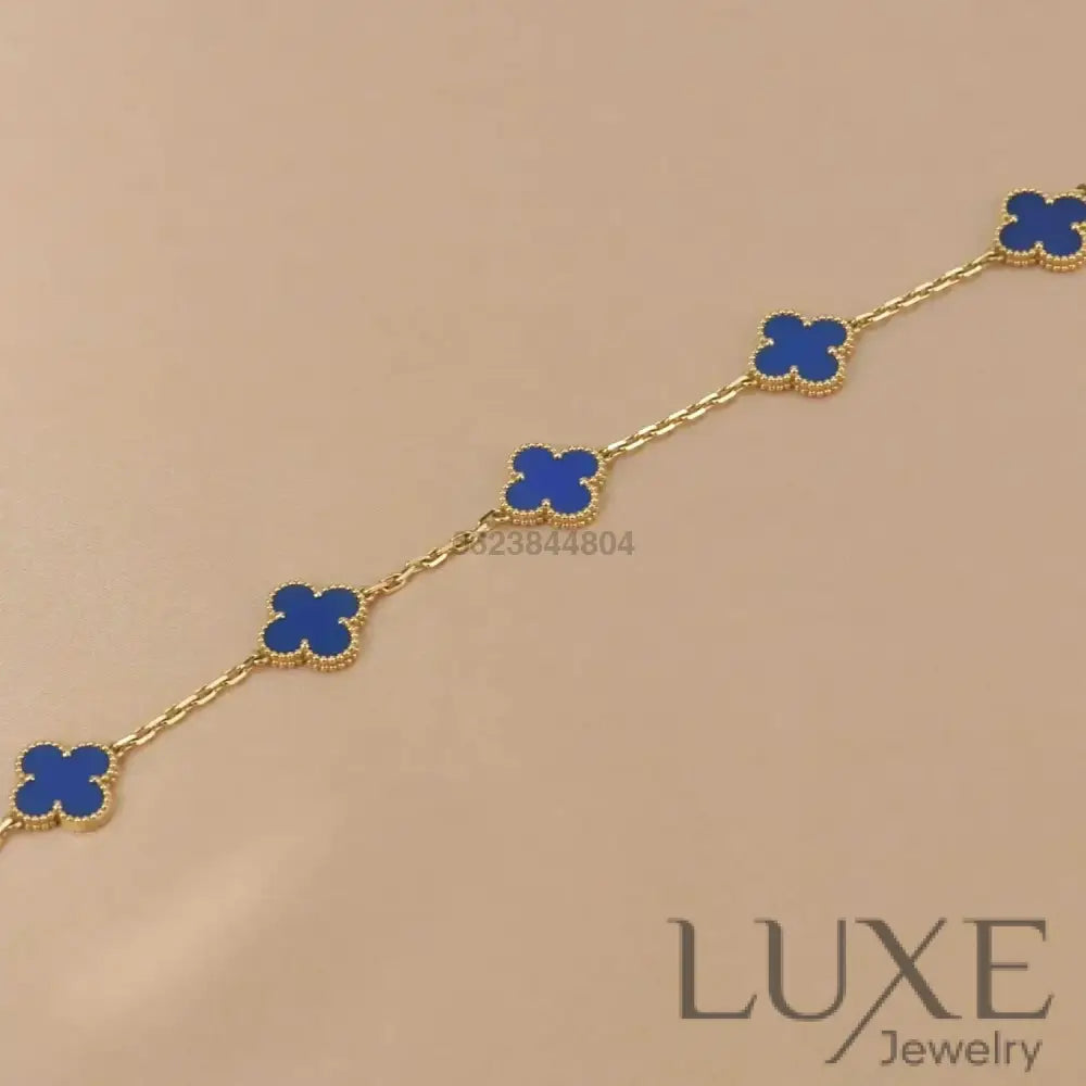 CLOVER 5 MOTIFS BLUE AGATE BRACELET Bracelets
