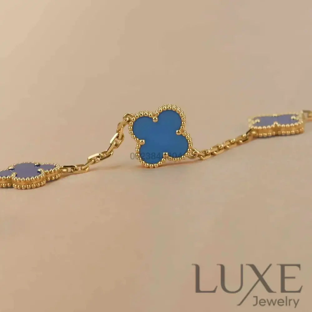 CLOVER 5 MOTIFS BLUE AGATE BRACELET Bracelets