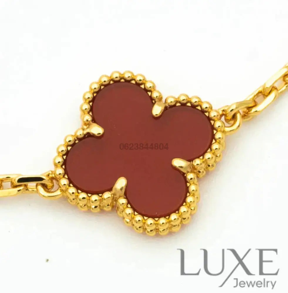 CLOVER 5 MOTIFS CARNELIAN GOLD BRACELET Bracelets