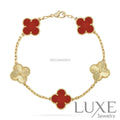 CLOVER 5 MOTIFS CARNELIAN GOLD BRACELET Bracelets
