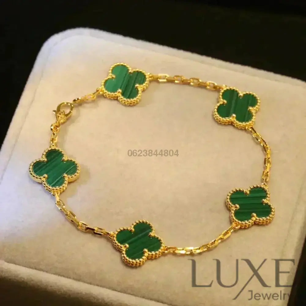 CLOVER 5 MOTIFS MALACHITE BRACELET Bracelets
