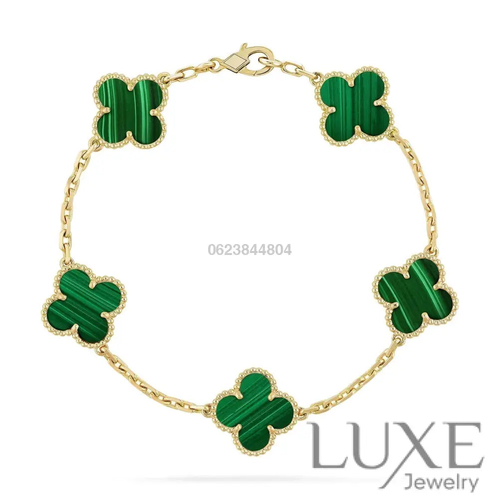 CLOVER 5 MOTIFS MALACHITE BRACELET Bracelets