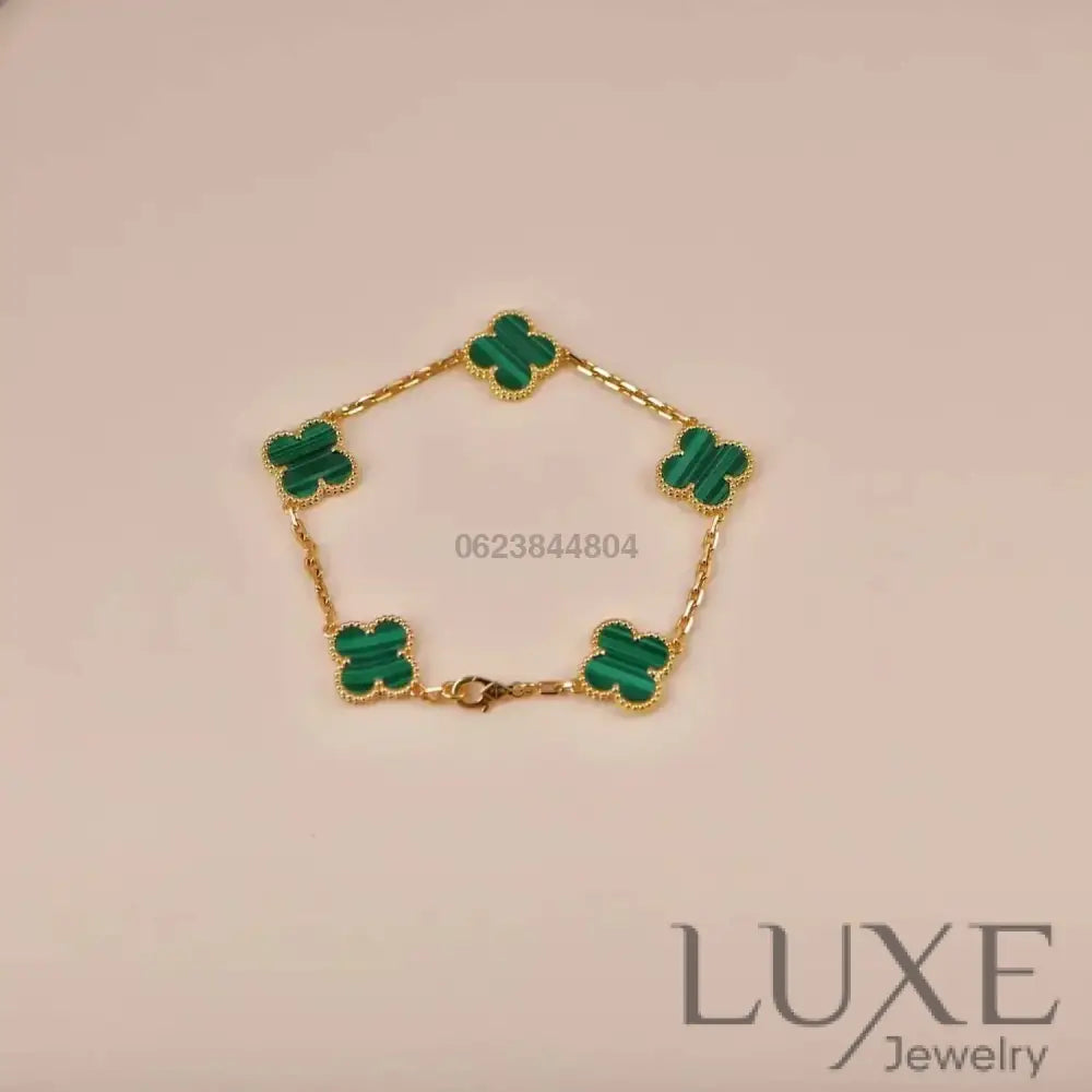 CLOVER 5 MOTIFS MALACHITE BRACELET Bracelets