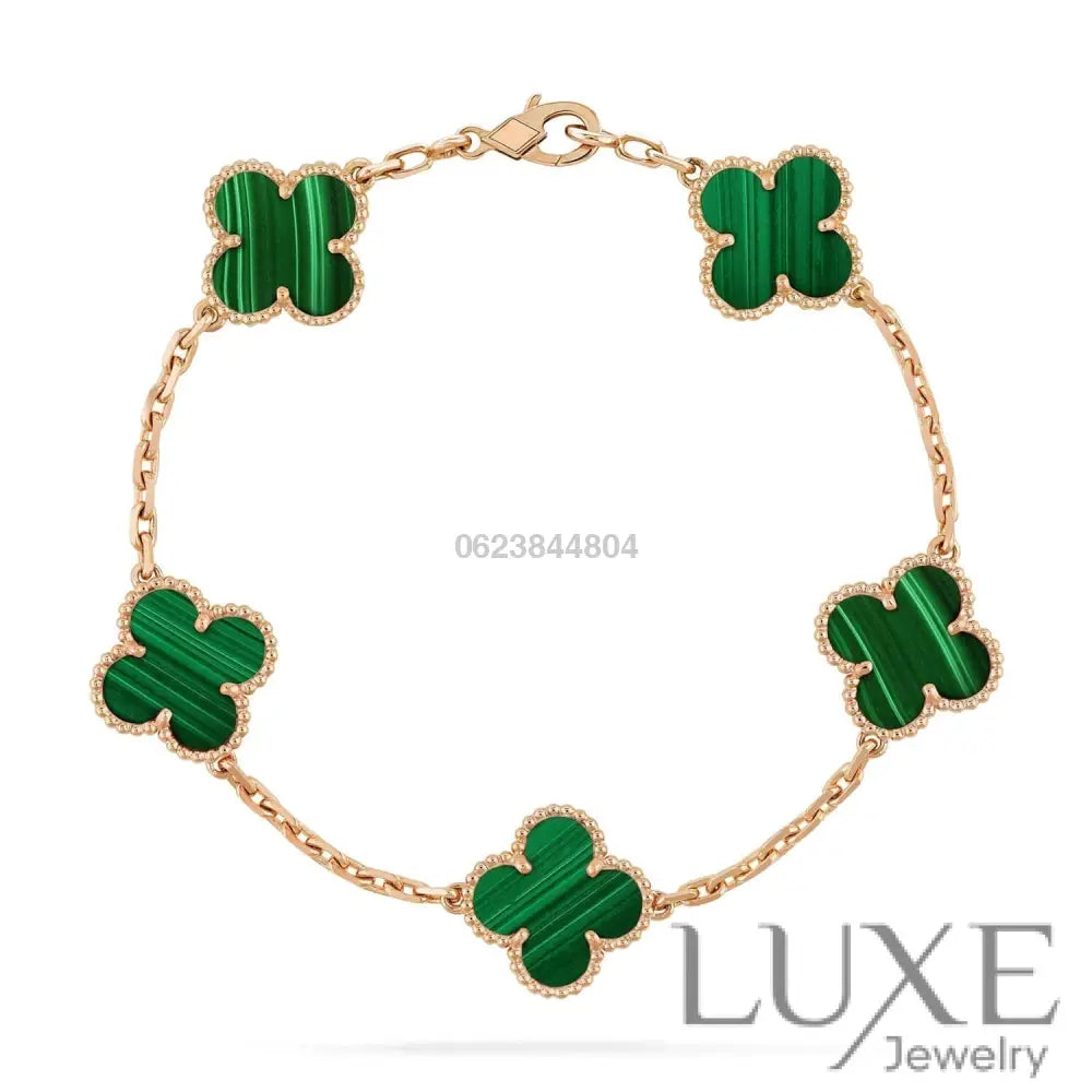 CLOVER 5 MOTIFS MALACHITE BRACELET Bracelets