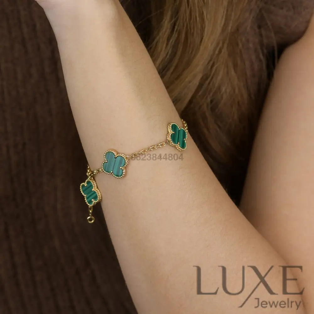 CLOVER 5 MOTIFS MALACHITE BRACELET Bracelets