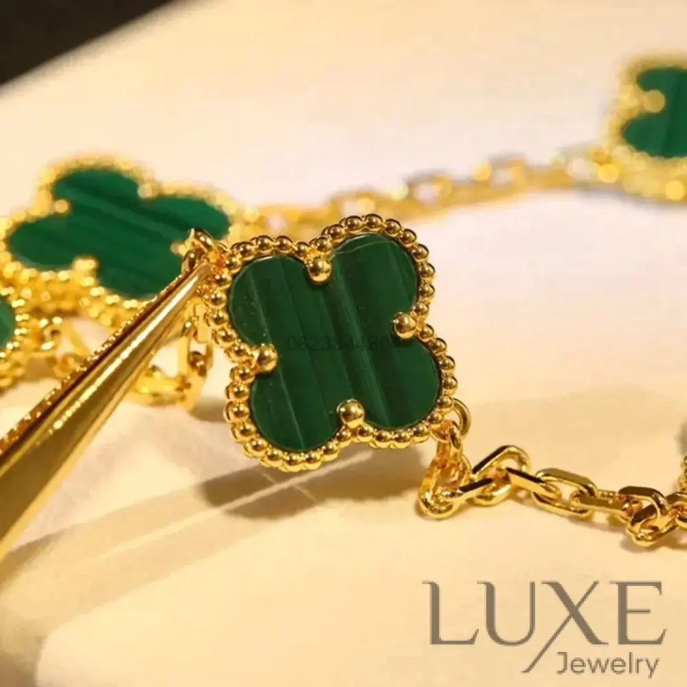 CLOVER 5 MOTIFS MALACHITE BRACELET Bracelets