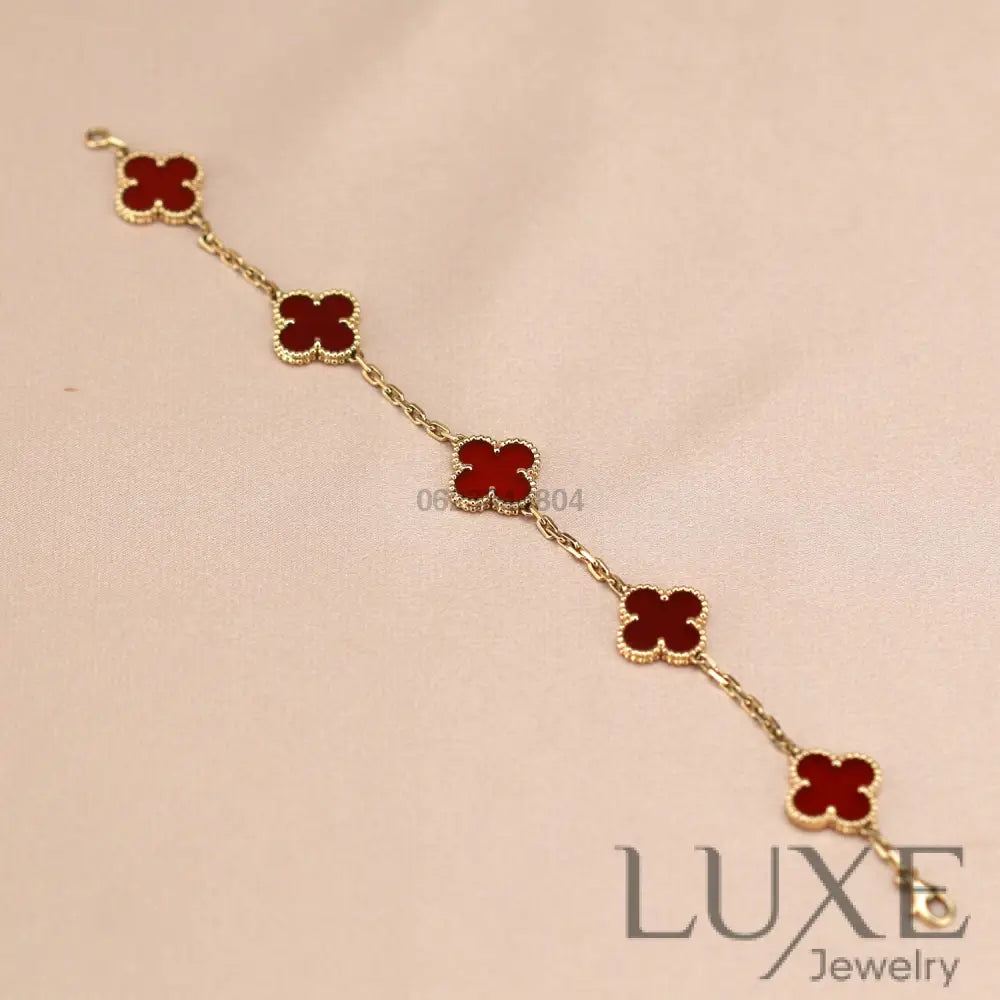 CLOVER 5 MOTIFS RED AGATE BRACELET Bracelets