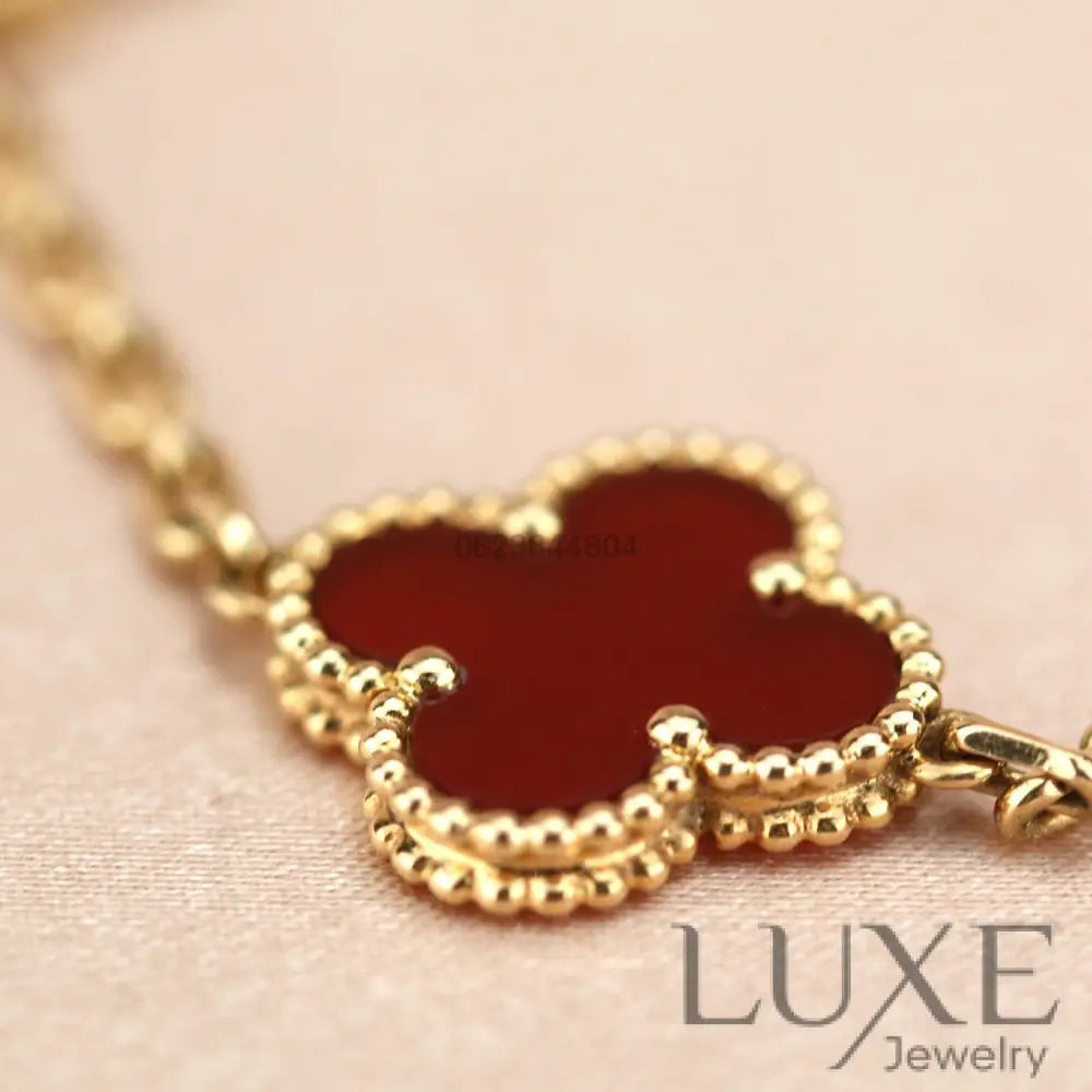 CLOVER 5 MOTIFS RED AGATE BRACELET Bracelets