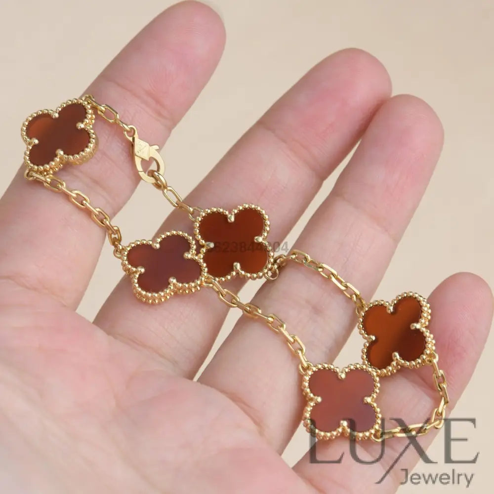 CLOVER 5 MOTIFS RED AGATE BRACELET Bracelets