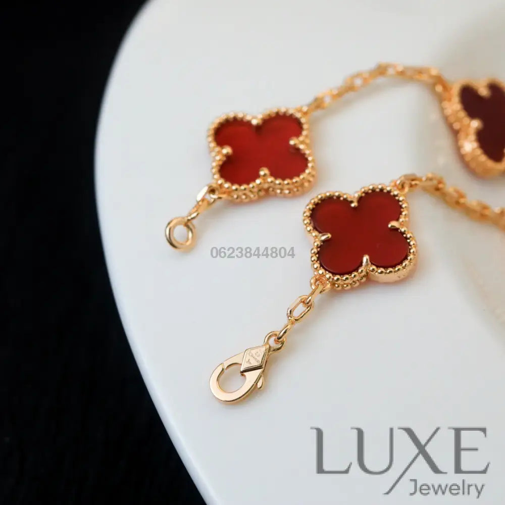 CLOVER 5 MOTIFS RED AGATE BRACELET Bracelets
