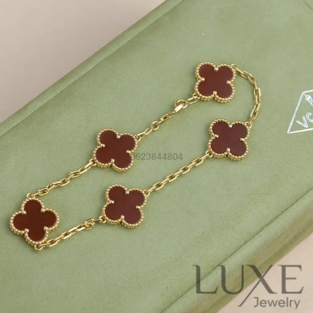 CLOVER 5 MOTIFS RED AGATE BRACELET Bracelets