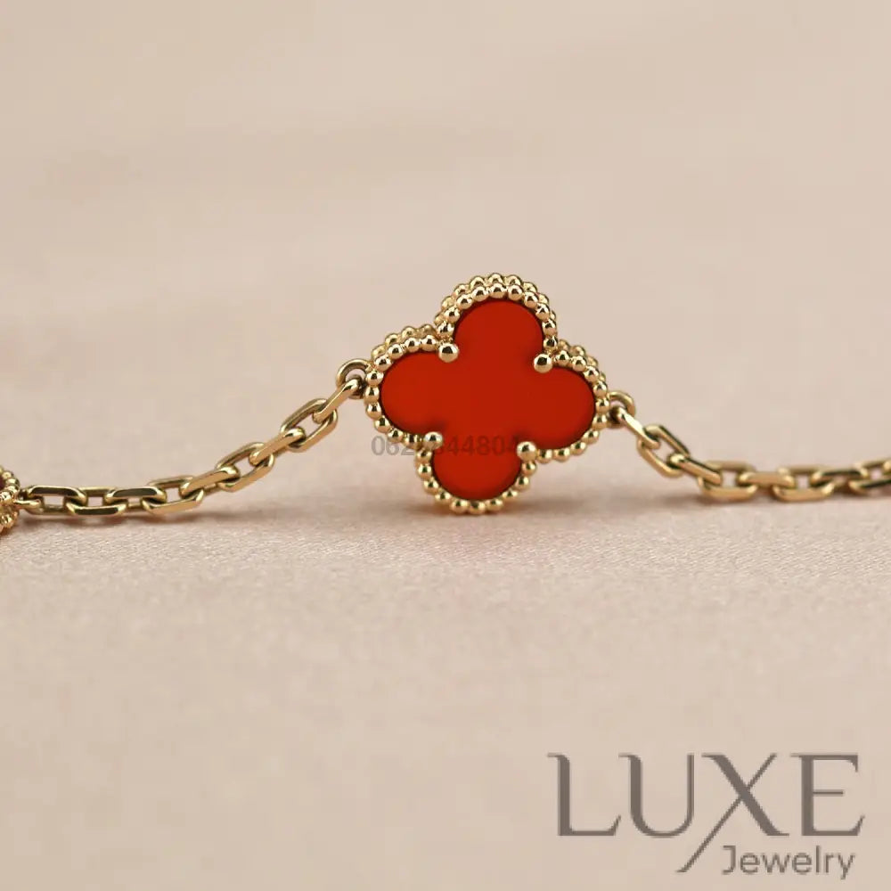 CLOVER 5 MOTIFS RED AGATE BRACELET Bracelets