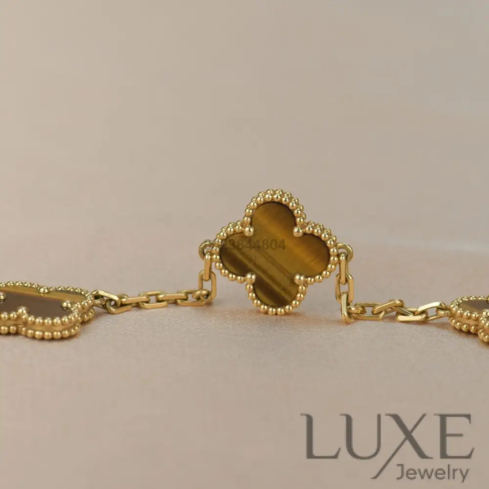 CLOVER 5 MOTIFS TIGER EYE BRACELET Bracelets
