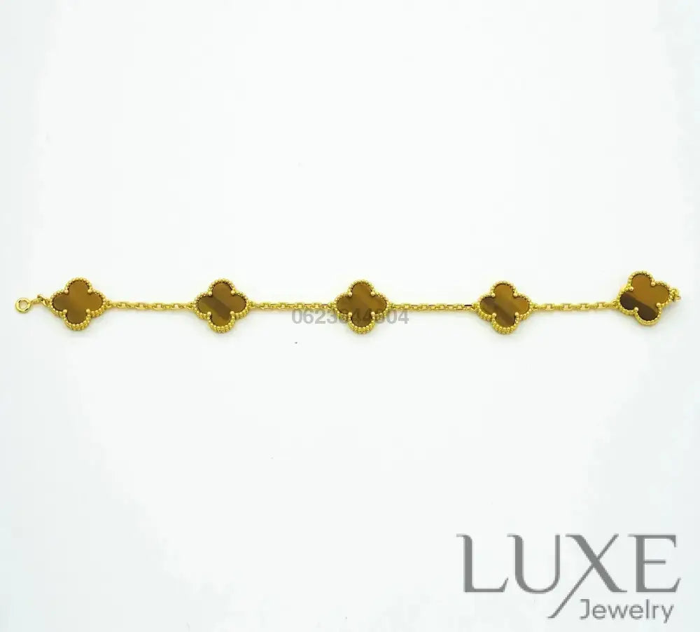 CLOVER 5 MOTIFS TIGER EYE BRACELET Bracelets