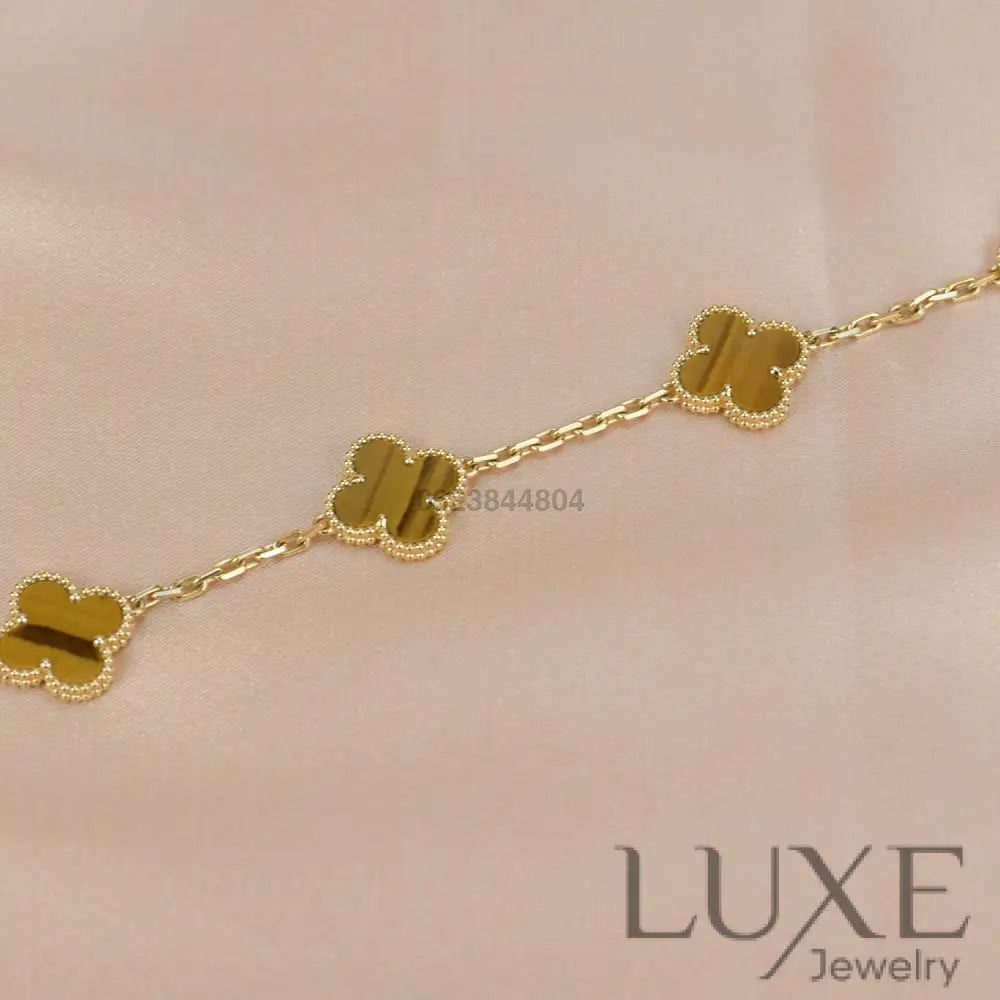 CLOVER 5 MOTIFS TIGER EYE BRACELET Bracelets