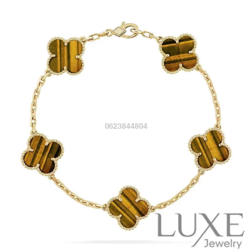 CLOVER 5 MOTIFS TIGER EYE BRACELET Bracelets