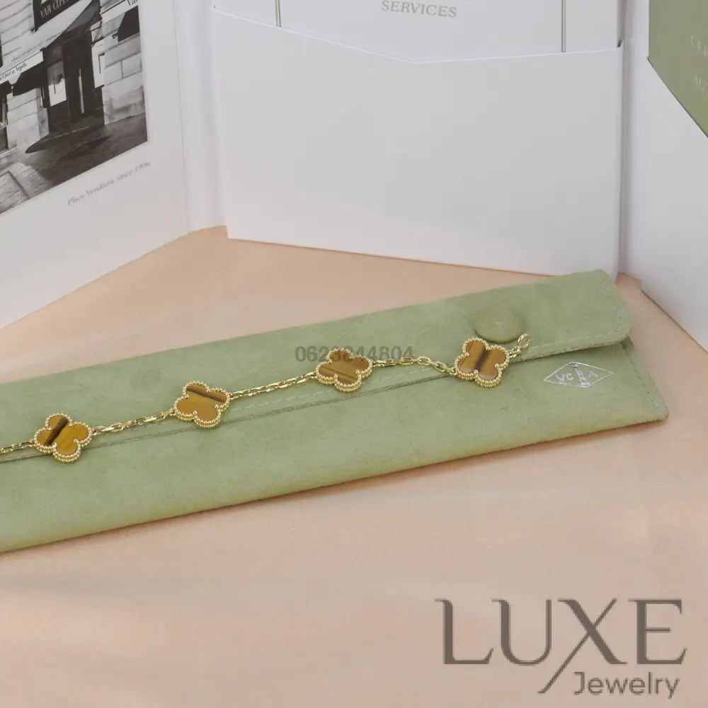 CLOVER 5 MOTIFS TIGER EYE BRACELET Bracelets