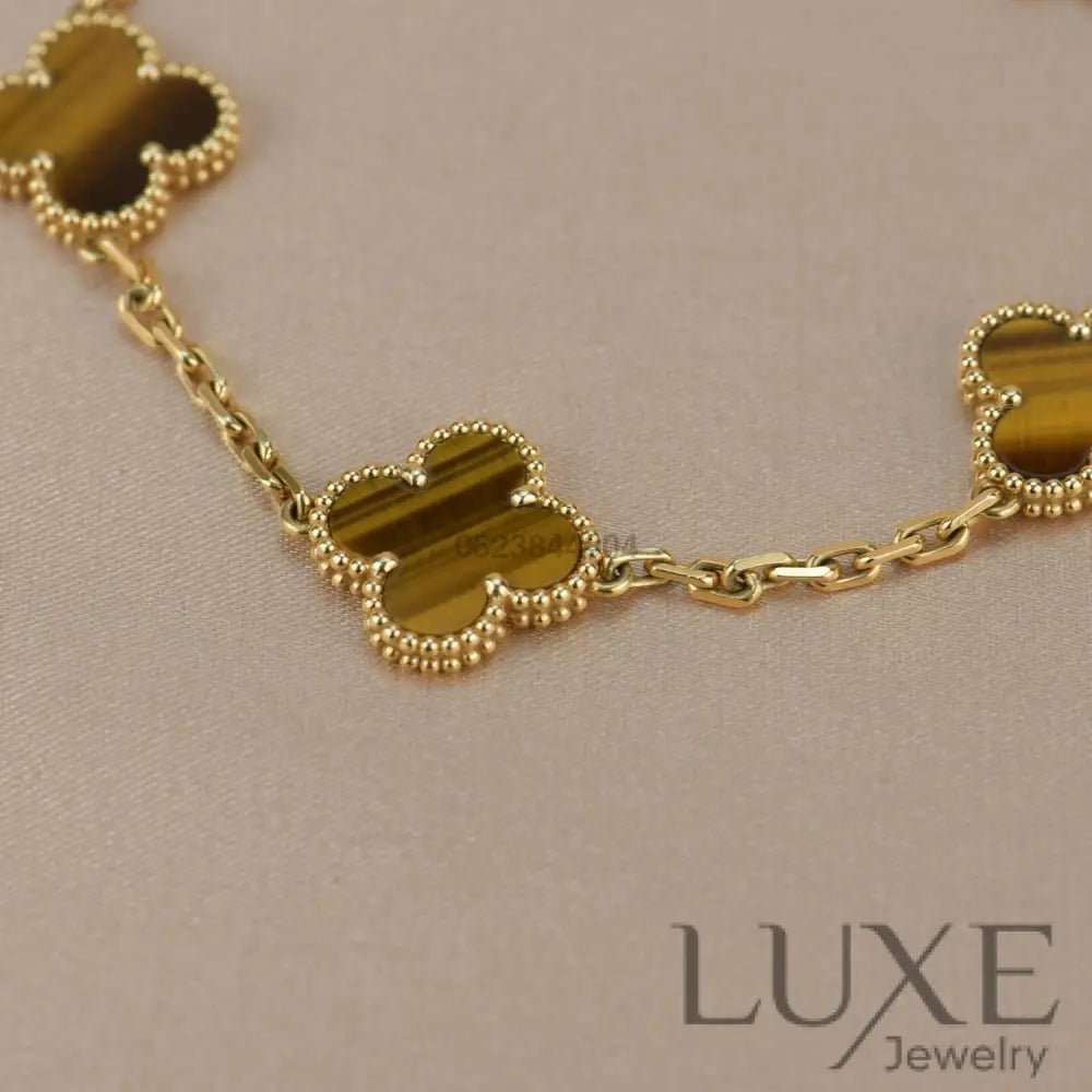 CLOVER 5 MOTIFS TIGER EYE BRACELET Bracelets