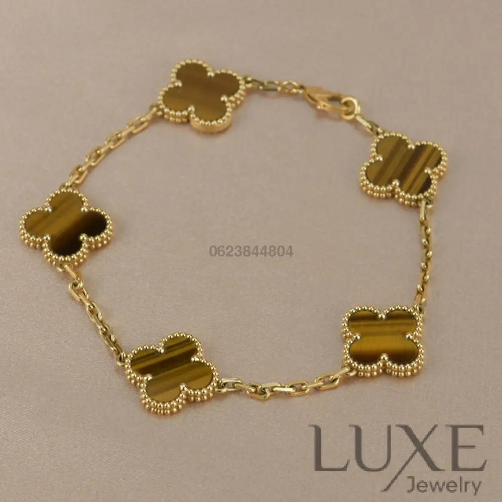 CLOVER 5 MOTIFS TIGER EYE BRACELET Bracelets