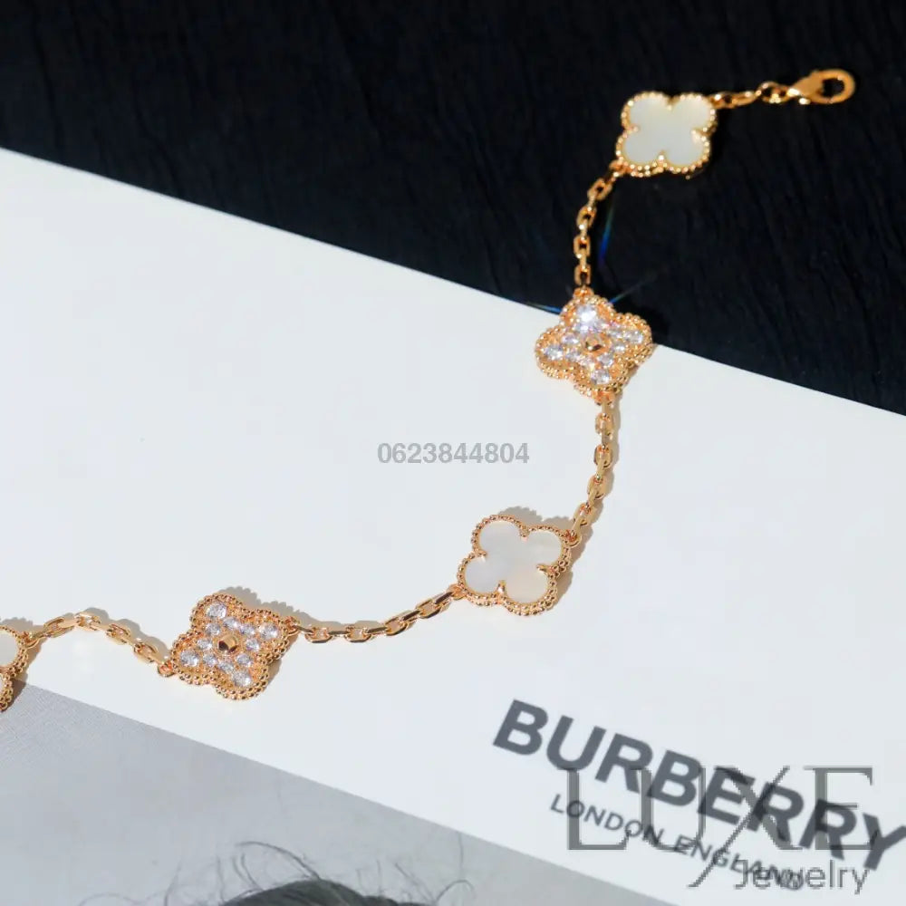 CLOVER BRACELET 5 MOTIF WHITE MOP DIAMOND Bracelets