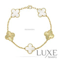 CLOVER BRACELET 5 MOTIF WHITE MOP PINK GOLD Pink Gold Bracelets