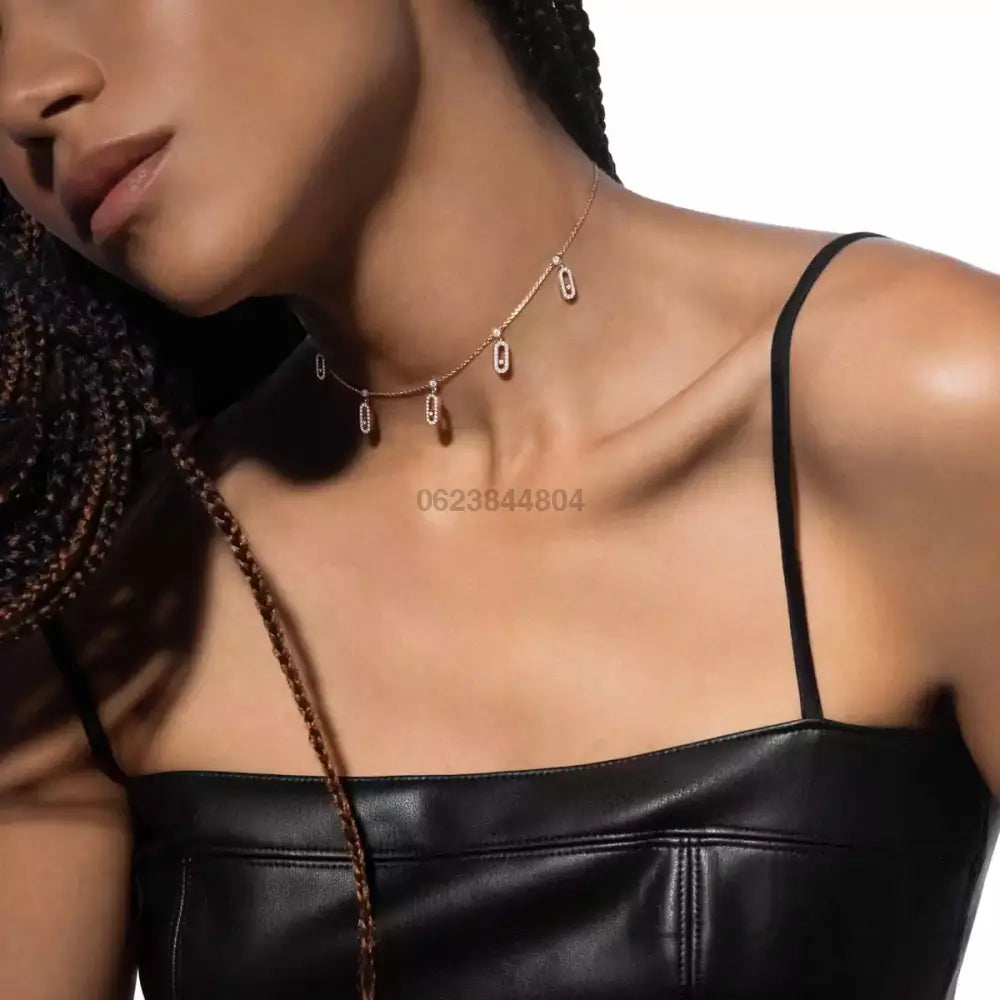 COLLIER MESSIKA CHOKER MOVE UNO PAMPILLE PAVE ROSE GOLD