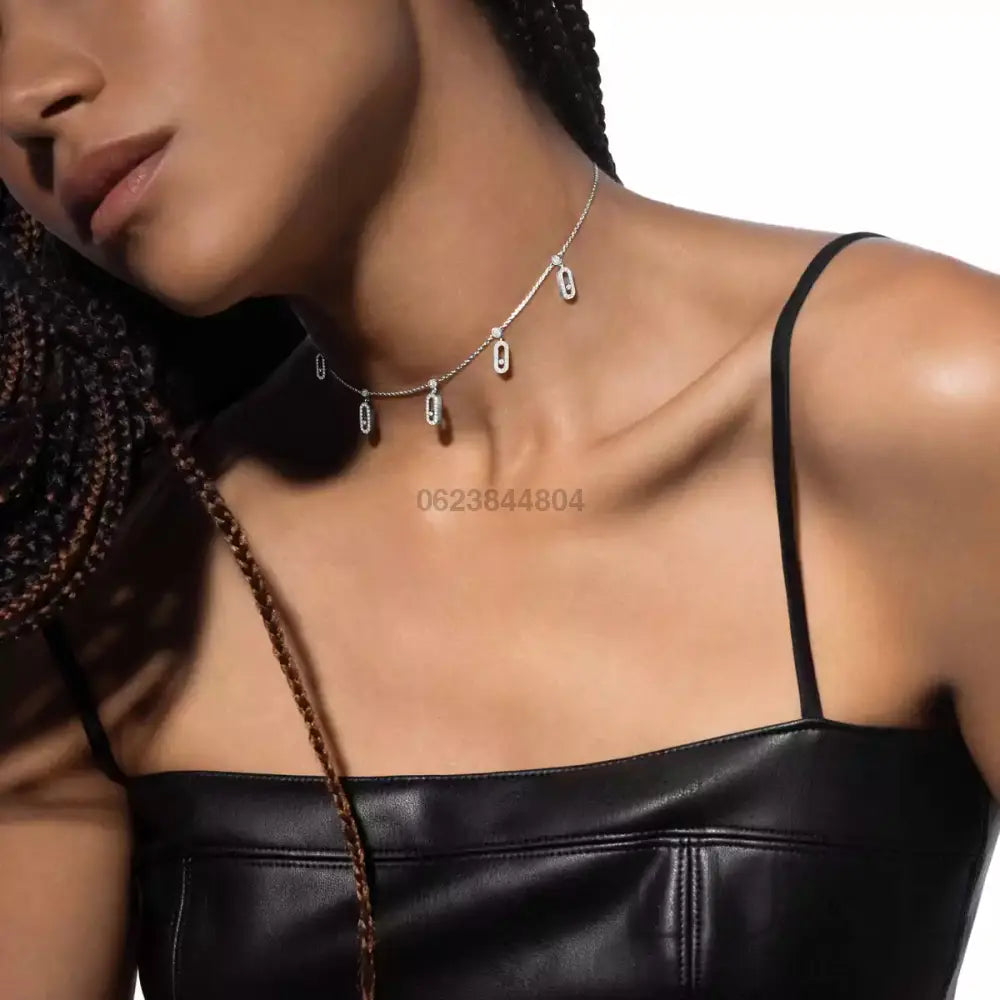 COLLIER MESSIKA CHOKER MOVE UNO PAMPILLE PAVE WHITE GOLD