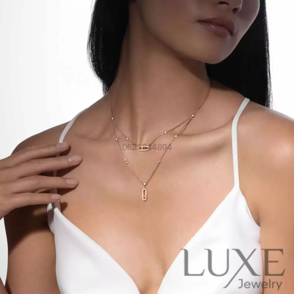 COLLIER MESSIKA MOVE UNO 2 RANGS ROSE GOLD