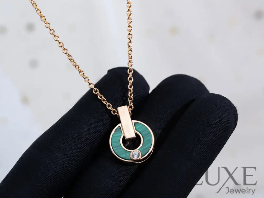 Collier Owatch ™️GARI NECKLACE PINK GOLD MALACHITE Pink Gold Necklaces