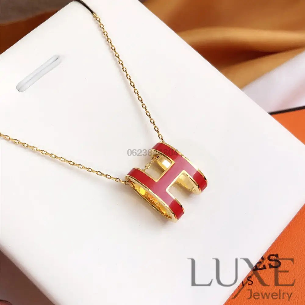 Collier Owatch ™️ HM CLIC RED ENAMEL GOLD NECKLACE Gold Necklaces