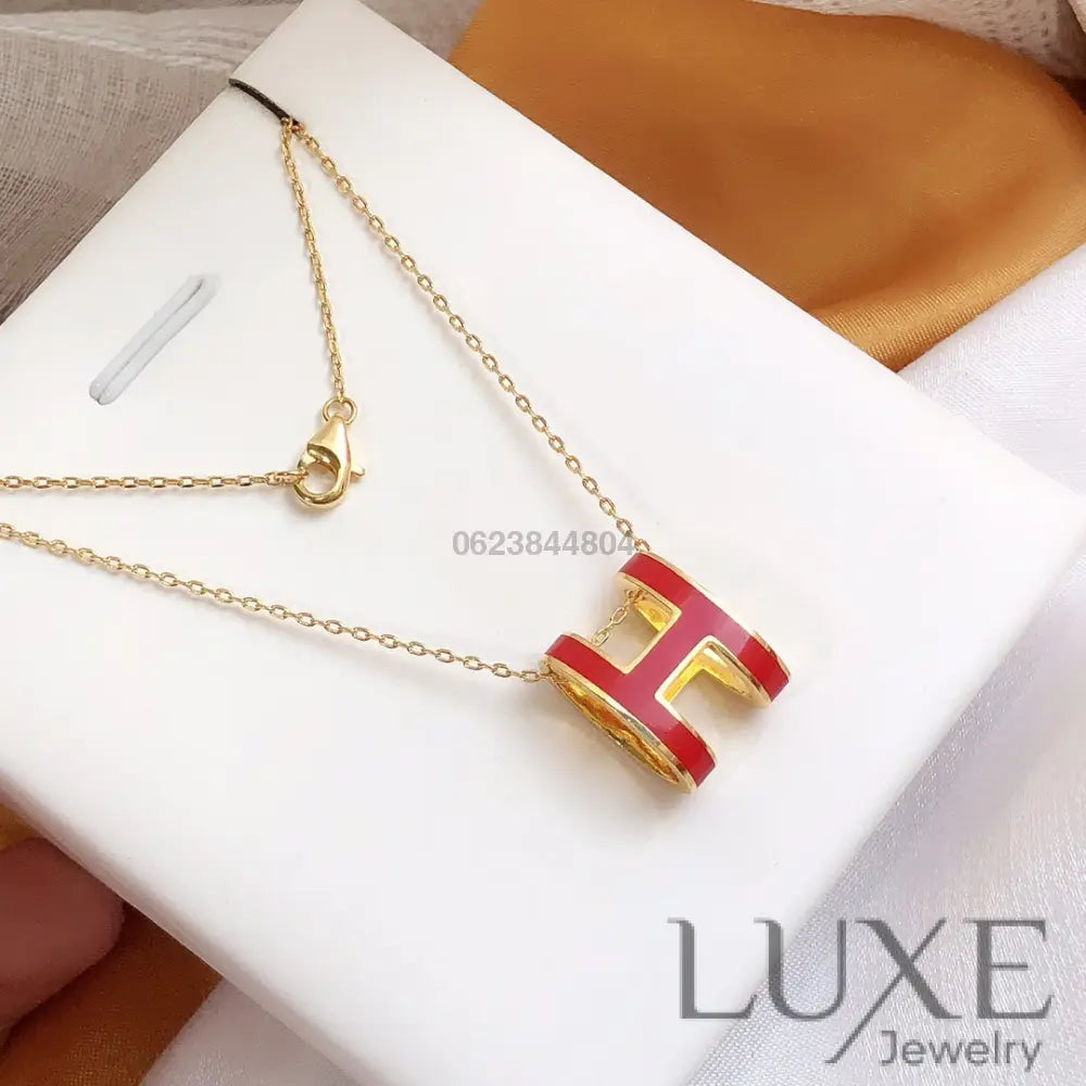 Collier Owatch ™️ HM CLIC RED ENAMEL GOLD NECKLACE Gold Necklaces
