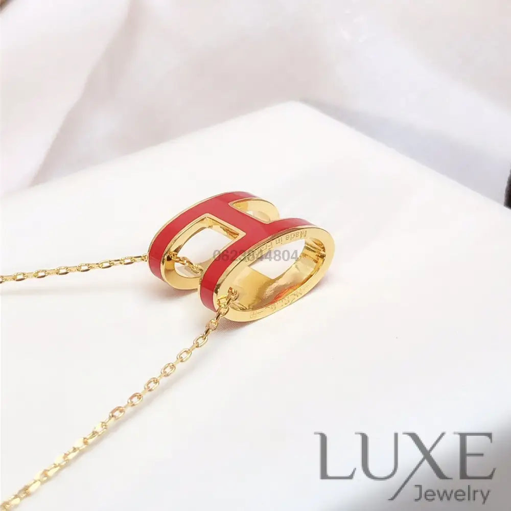Collier Owatch ™️ HM CLIC RED ENAMEL GOLD NECKLACE Gold Necklaces