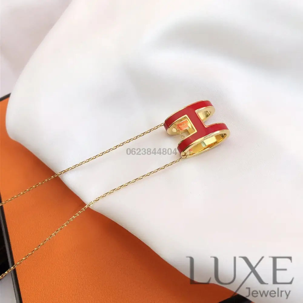 Collier Owatch ™️ HM CLIC RED ENAMEL GOLD NECKLACE Gold Necklaces