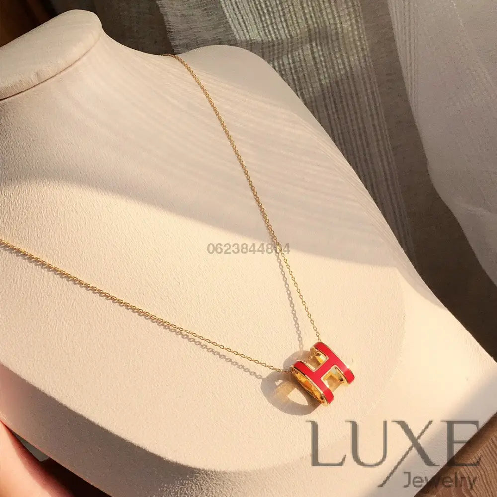 Collier Owatch ™️ HM CLIC RED ENAMEL GOLD NECKLACE Gold Necklaces