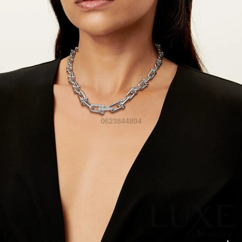 COLLIER TIFFANY & CO GRADUATED LINK NECKLACE DIAMONDS WHITE-GOLD bague